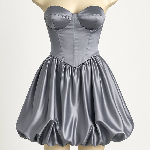 eDressit Silver Strapless Corset Mini Dress S - Picture 1 of 4
